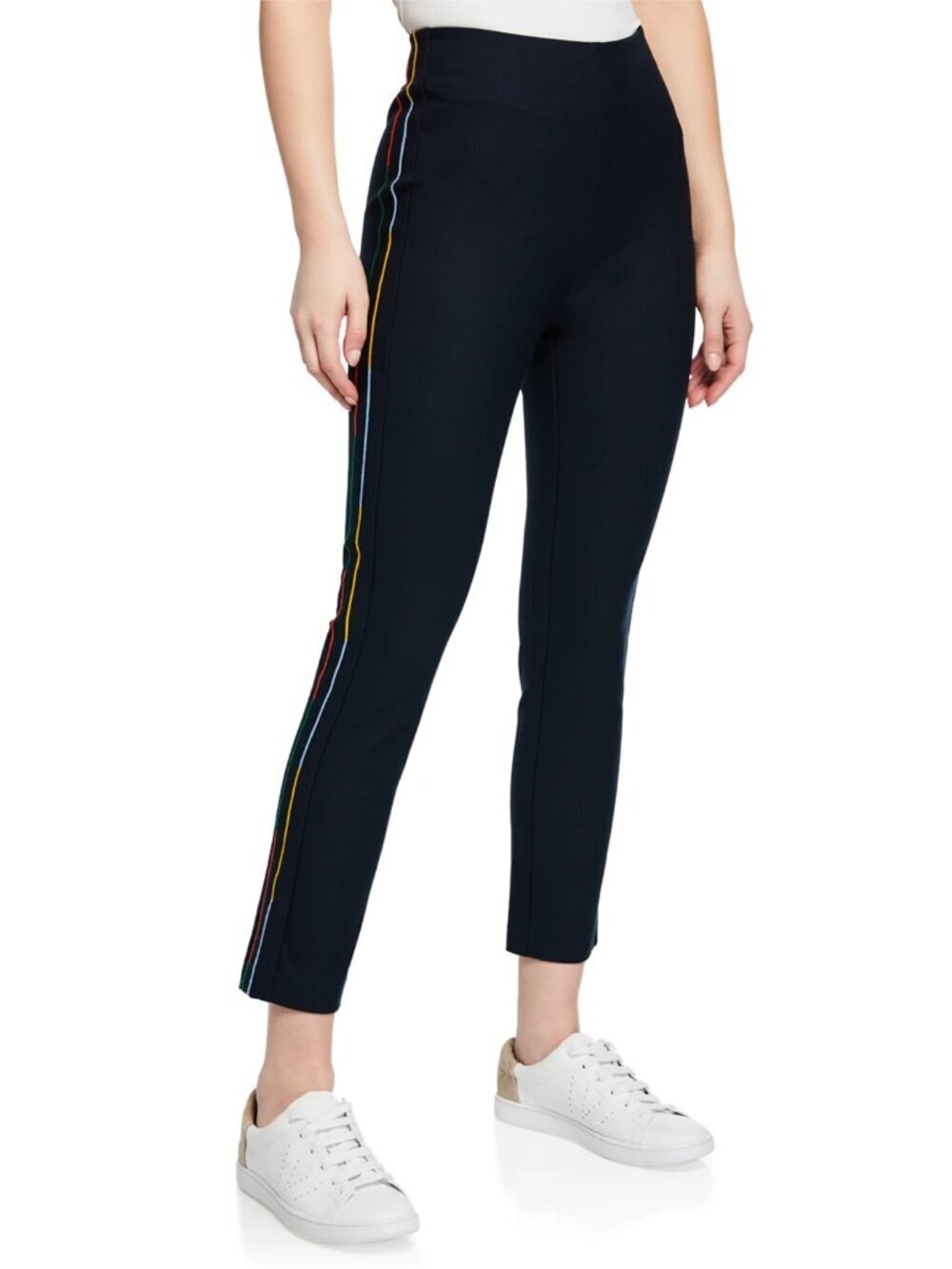 Derek Lam 10 Crosby Cropped Flare Trouser w/ Rainbow Stripe Embroidery Fits 26